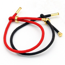 Milan corda de algodão vermelho criativo aço inoxidável joias feitas à mão pulseira de contas femininas acessórios china